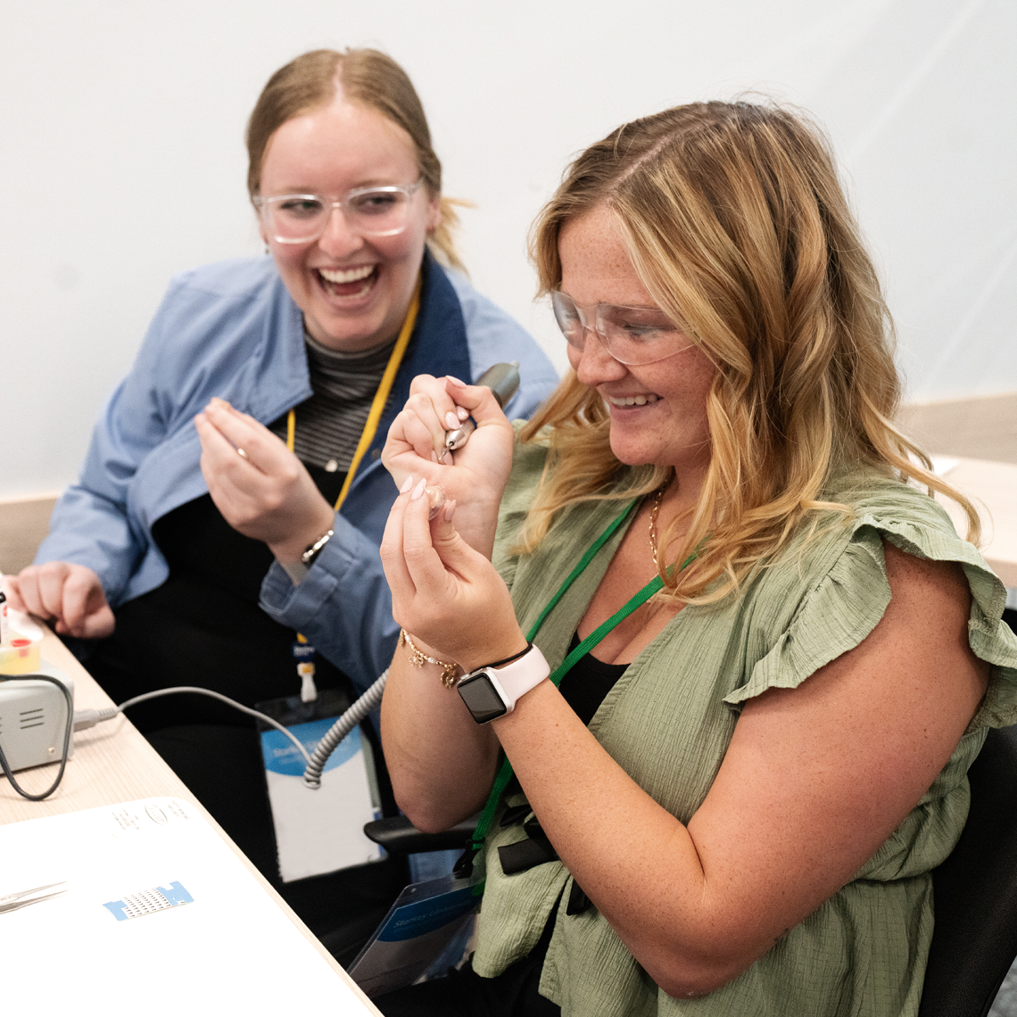 Students working with materials at Starkey University Workshop