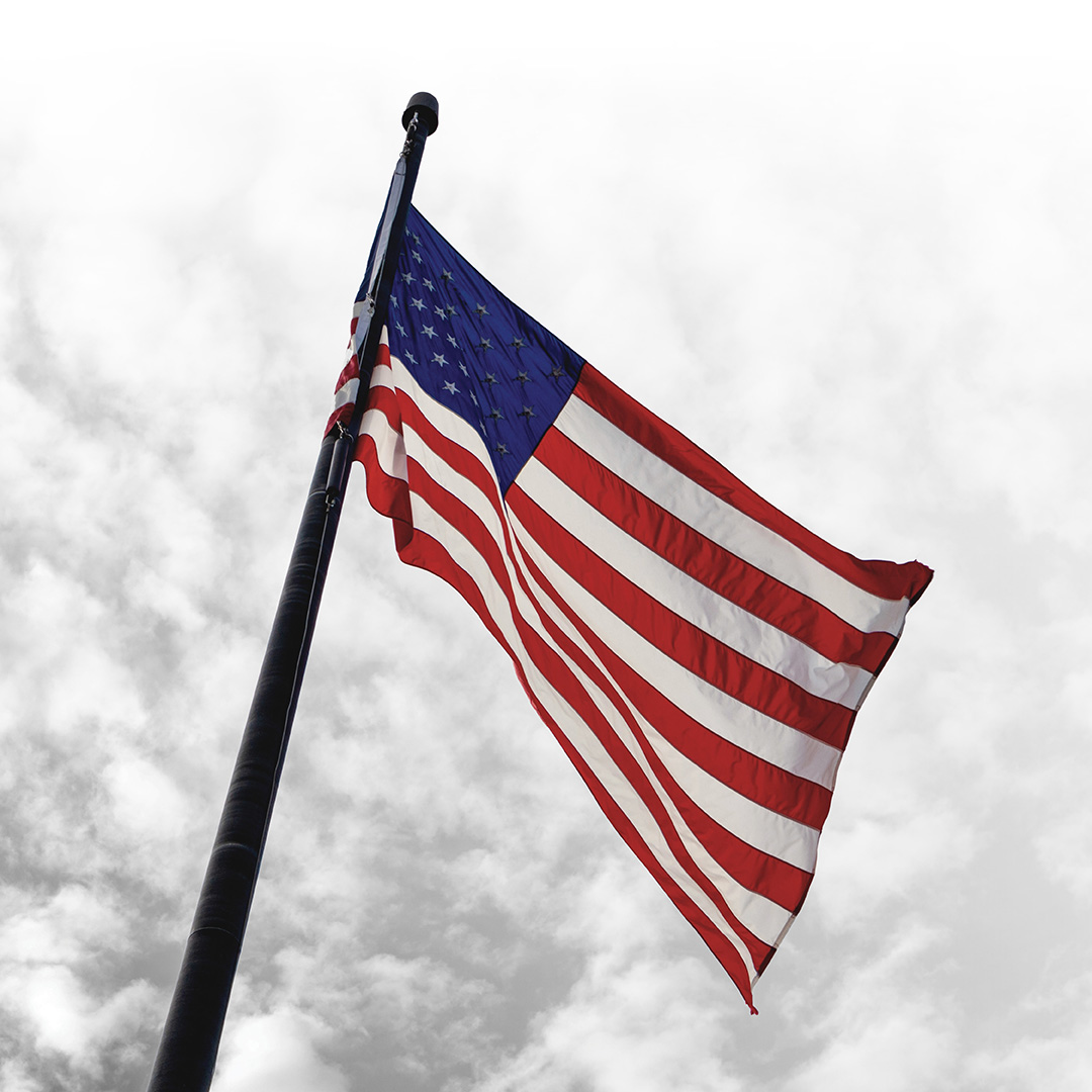 American Flag with sky background