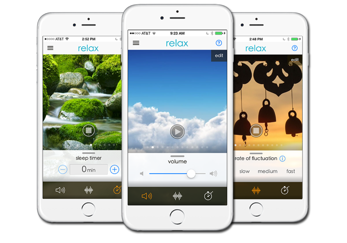 Relax app phone screens