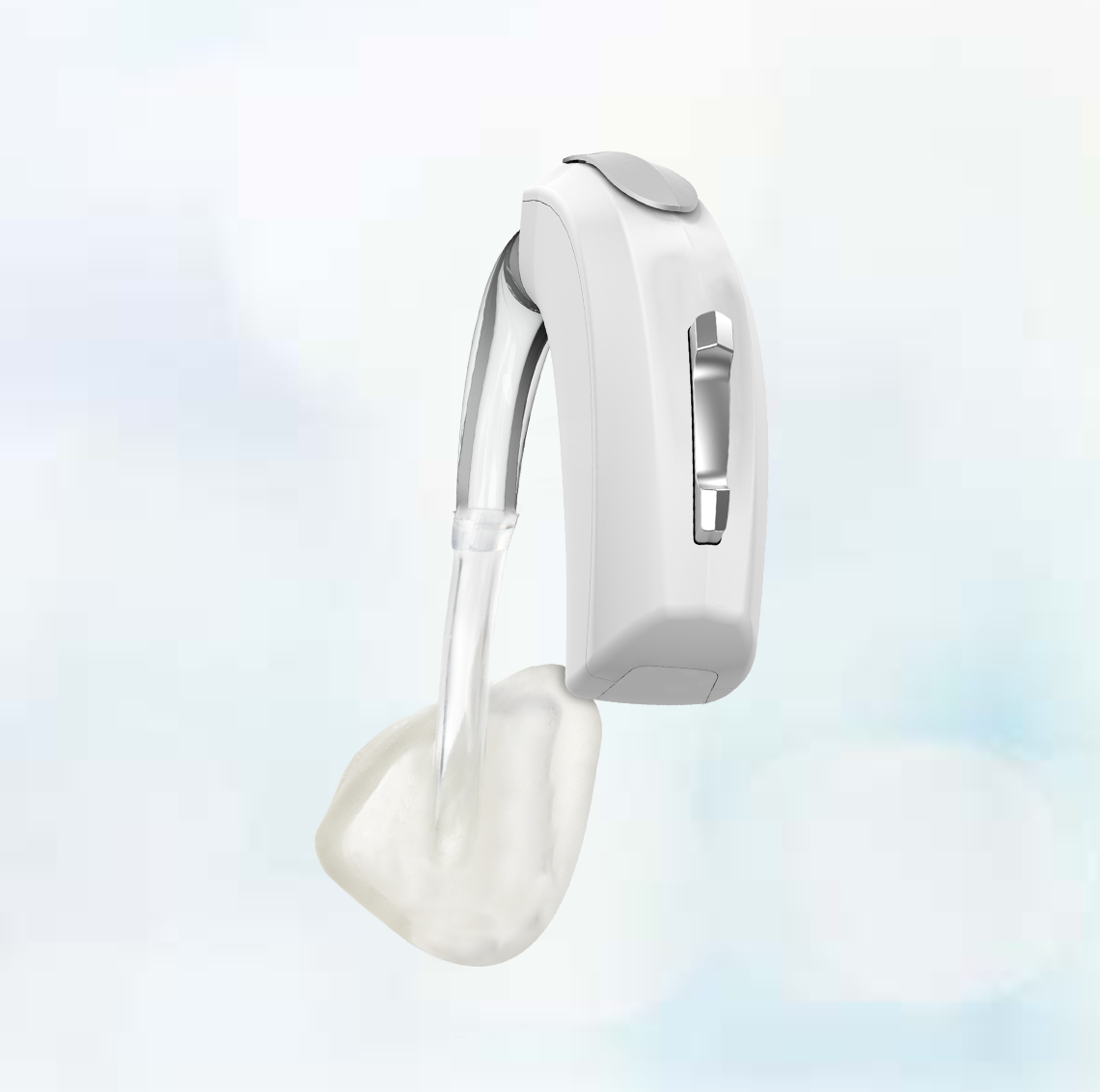 BTE hearing aid with earmold.