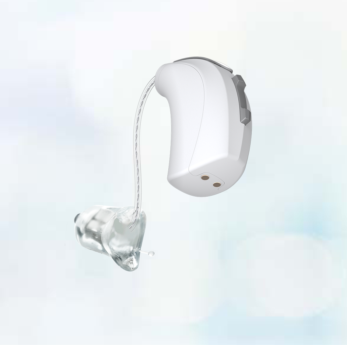 RIC hearing aid with earmold.