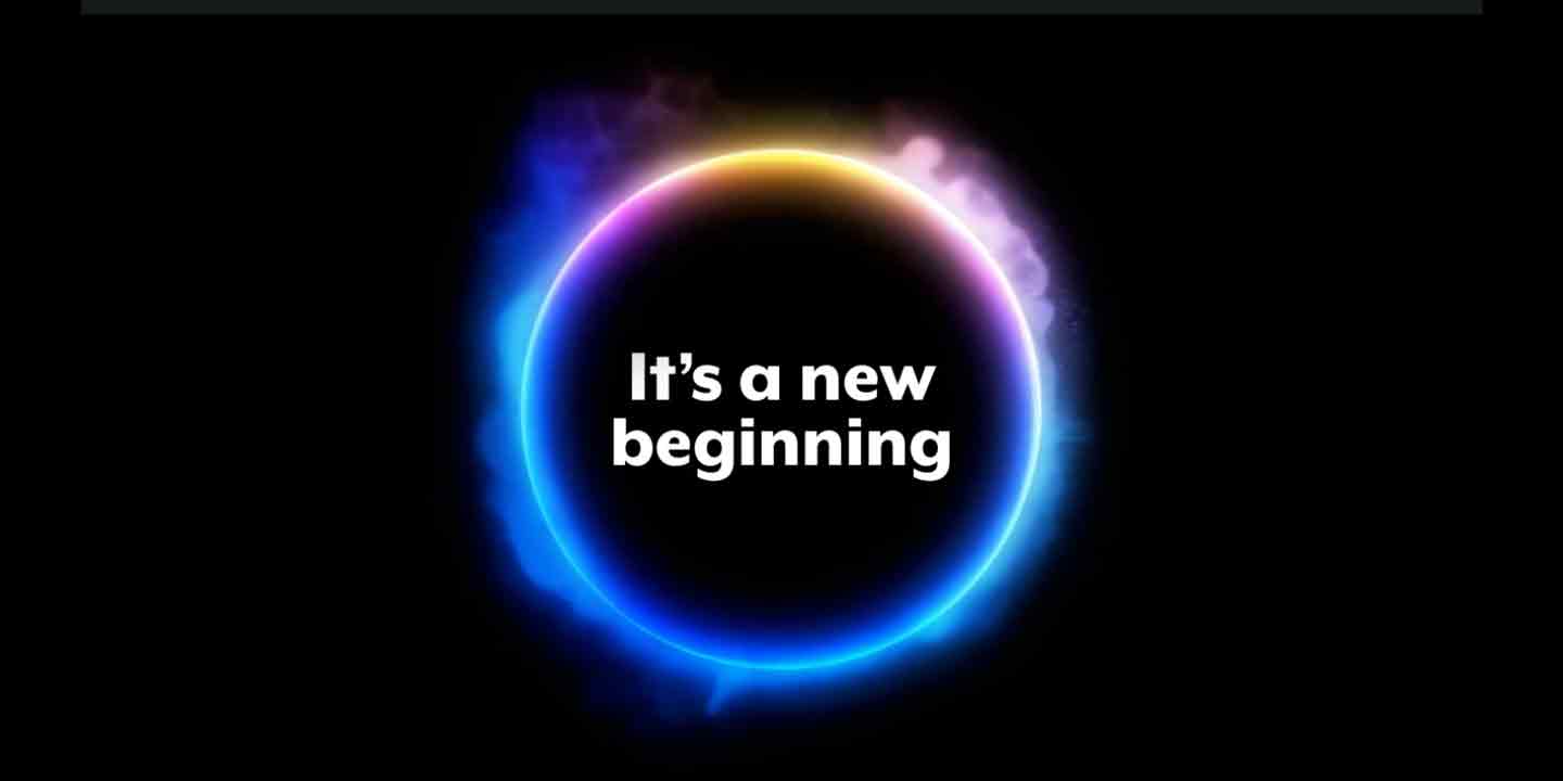 It's a new beginning text in colored circle with black background