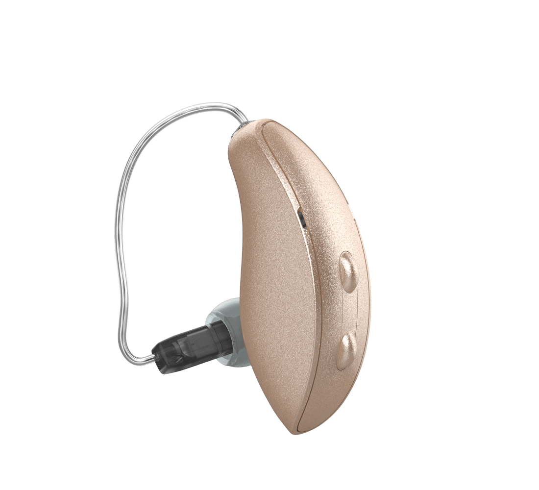 Beige RIC RT hearing aid