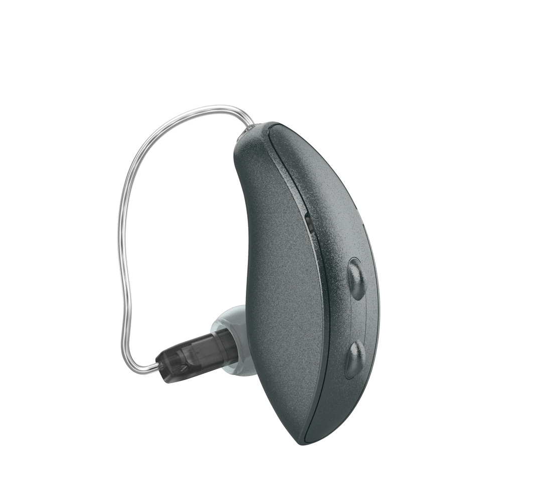 Graphite Gray RIC RT hearing aid